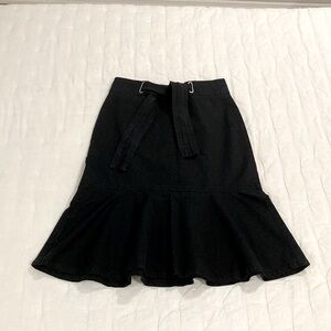 Ann Taylor Midi Skirt in Black Cotton Linen Blend size 2P